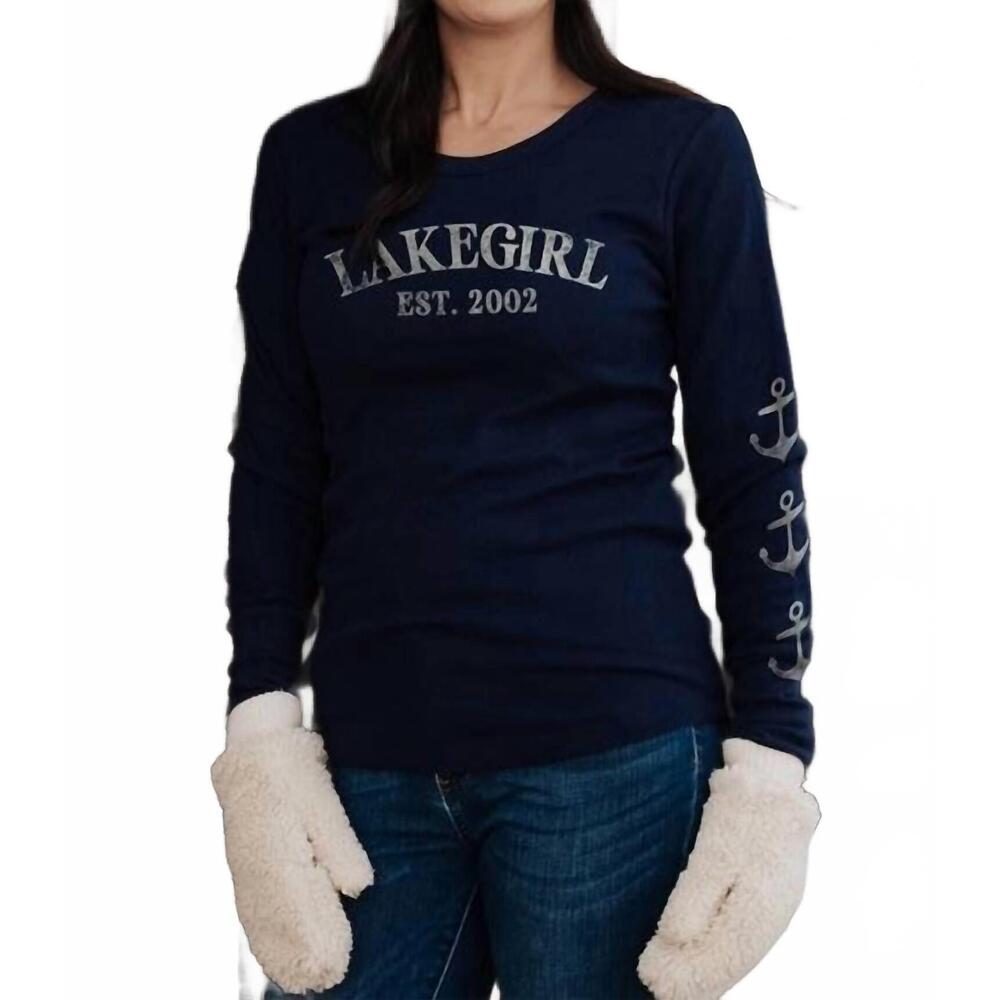 NEW LAKEGIRL thermal long sleeve top in navy